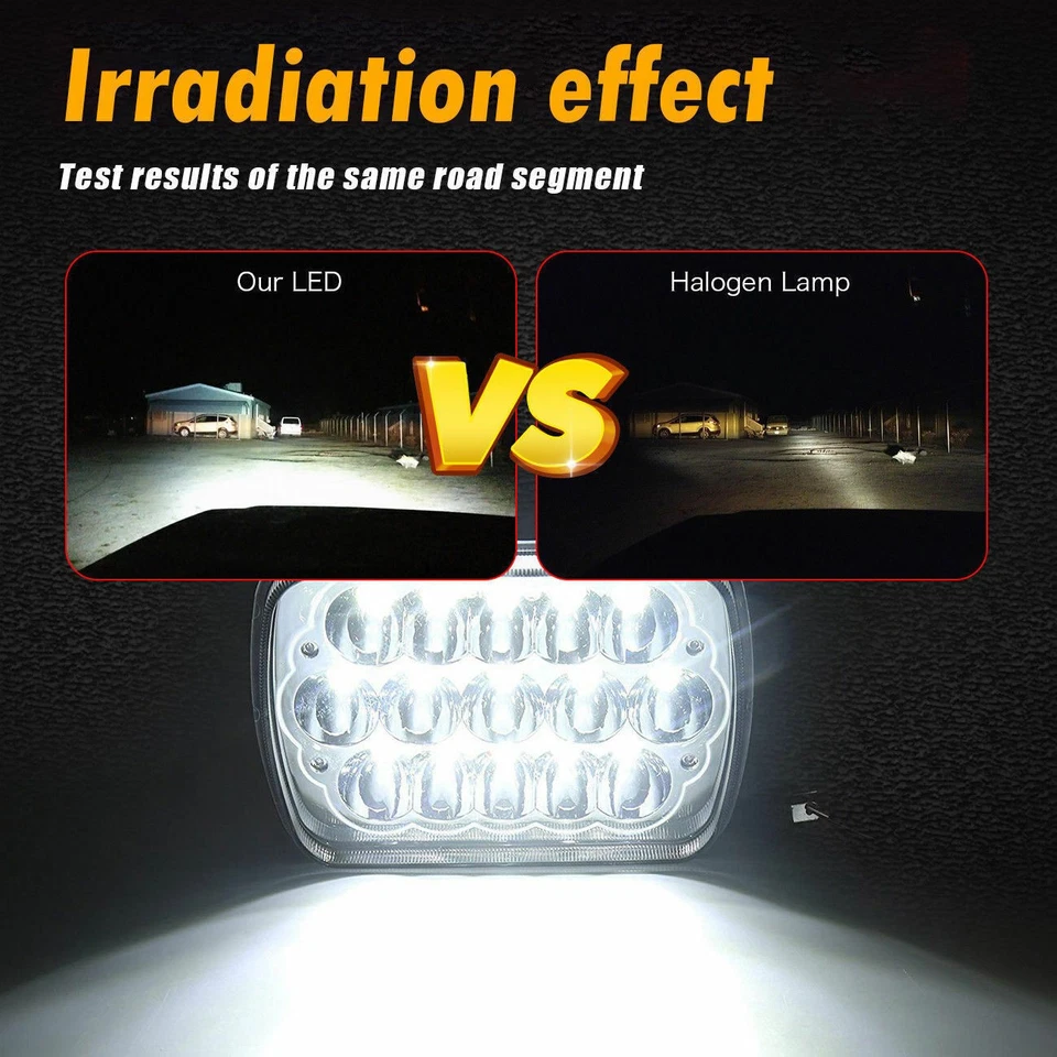 Par de faros LED para Jeep 84-2001 Cherokee XJ 86-1995 Wrangler 5x7" 7x6 Foto 2 de 4