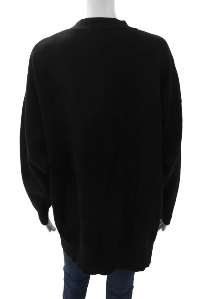 Suéter Zara Mujer Algodón Manga Larga Cuello en V Botón Negro Talla S Foto 3 de 4