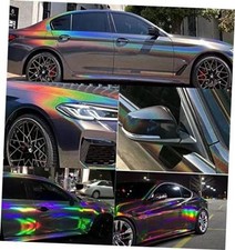 Holographic Chrome Car Vinyl Wrap Roll Gloss Decal 2.5ft x 5ft Laser Black