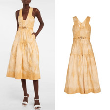 ULLA JOHNSON Blithe tie-dye denim midi dress size 6