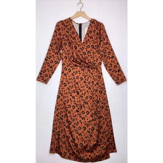 MUSIER PARIS Simone Leopard Wrap Dress Size F36 AU8 UK8 eBay
