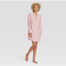 Women's Striped Perfectly Cozy Flannel NightGown - Stars Above Sz Small