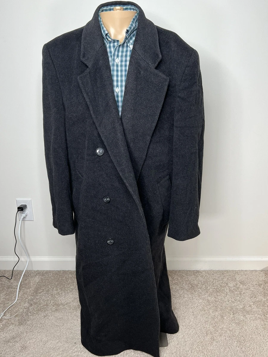 Galleria Pour Homme Black Trench Coat Size 42R New Wool Cashmere Blend Hungarian