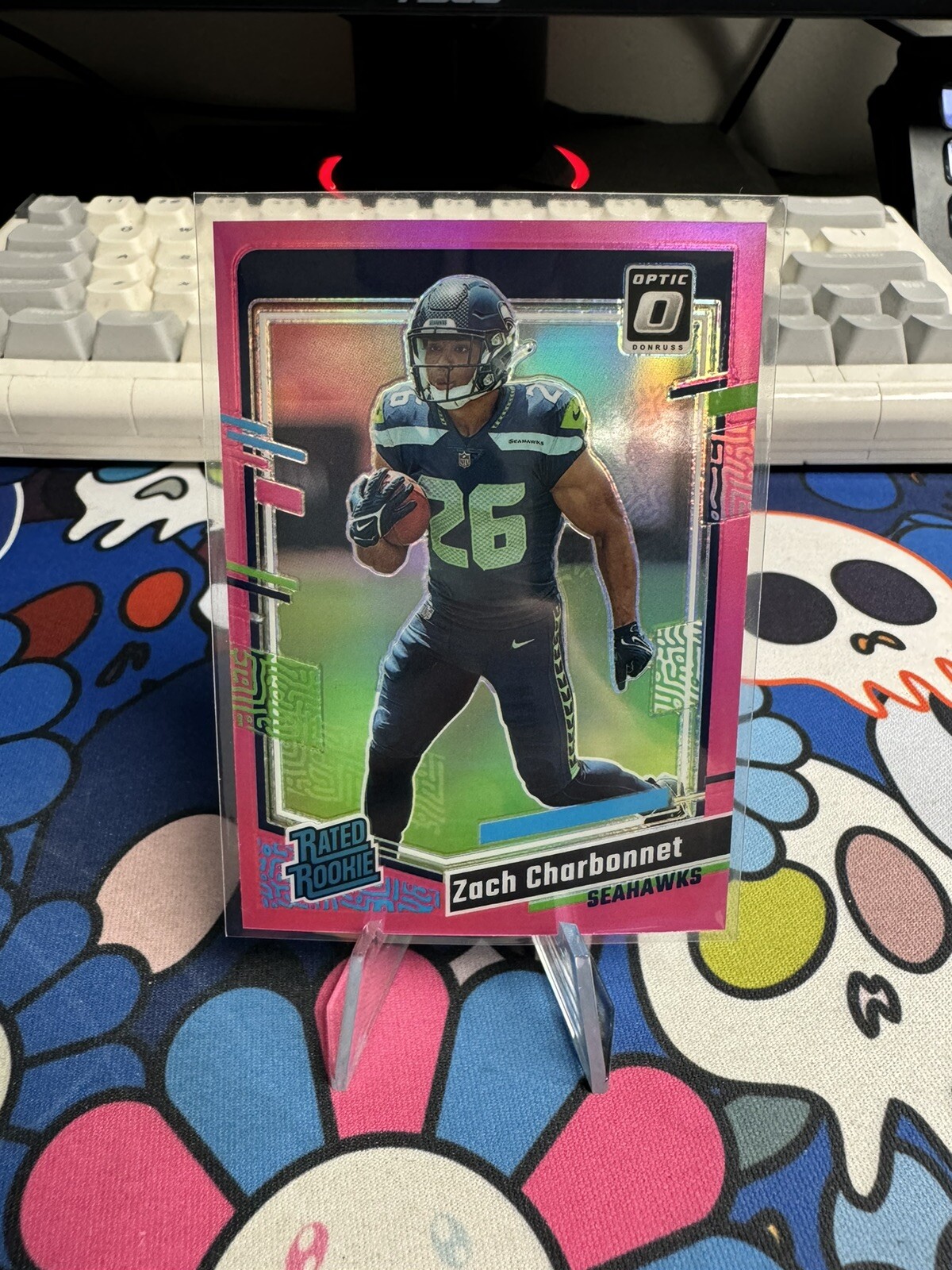 2023 Donruss Optic #294 Zach Charbonnet Pink Prizm RC Seattle Seahawks