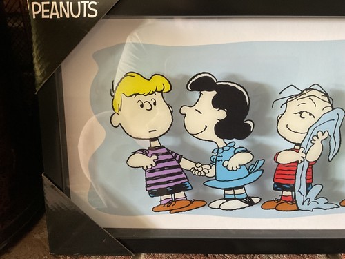Lrg NEW Pop Creation Peanuts Gang Glass Wall Art Framed Snoopy 30x10x1 Inches - Picture 2 of 9