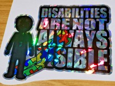 Disabilities Not Always Visible Autism Car van window Sticker Confetti Silver fx