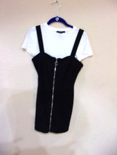 Forever 21 Black Zip Dress with White T Shirt Combo- Size Small