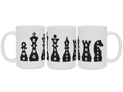 Chess piece names chess player coffee mug gift, Board game ceramic tea cup N88