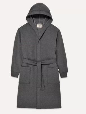 Ugg Men's Robe Leeland Hooded Hoodie Pockets Super Soft CHHE Gray 1131475 M/L