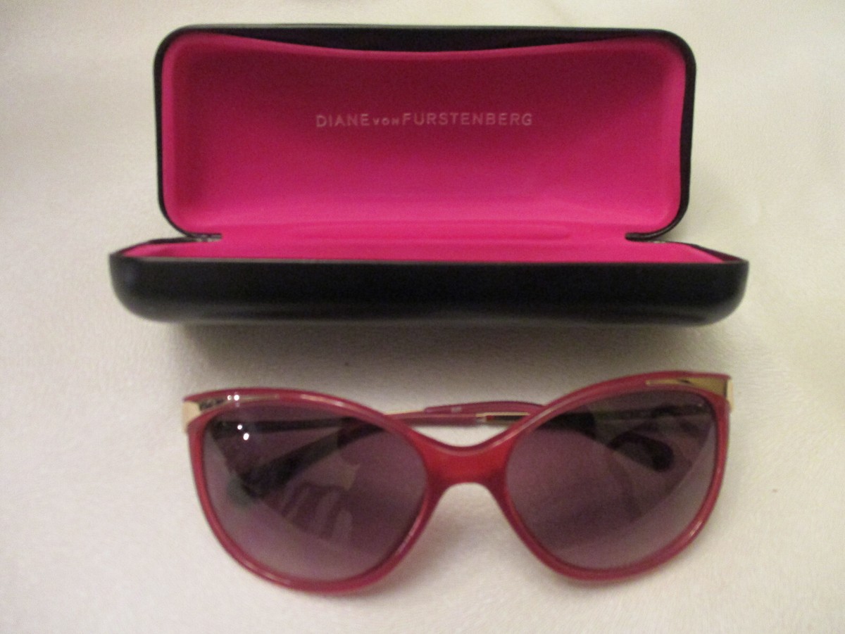 DIANE VON FURSTENBERG GOLD PINK SUNGLASSES NWOT W/ BLACK  display picture 1