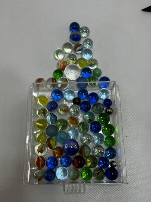 Vintage Assorted Marble Lot  71 Glass 3 Metal Plus Acrylic Case