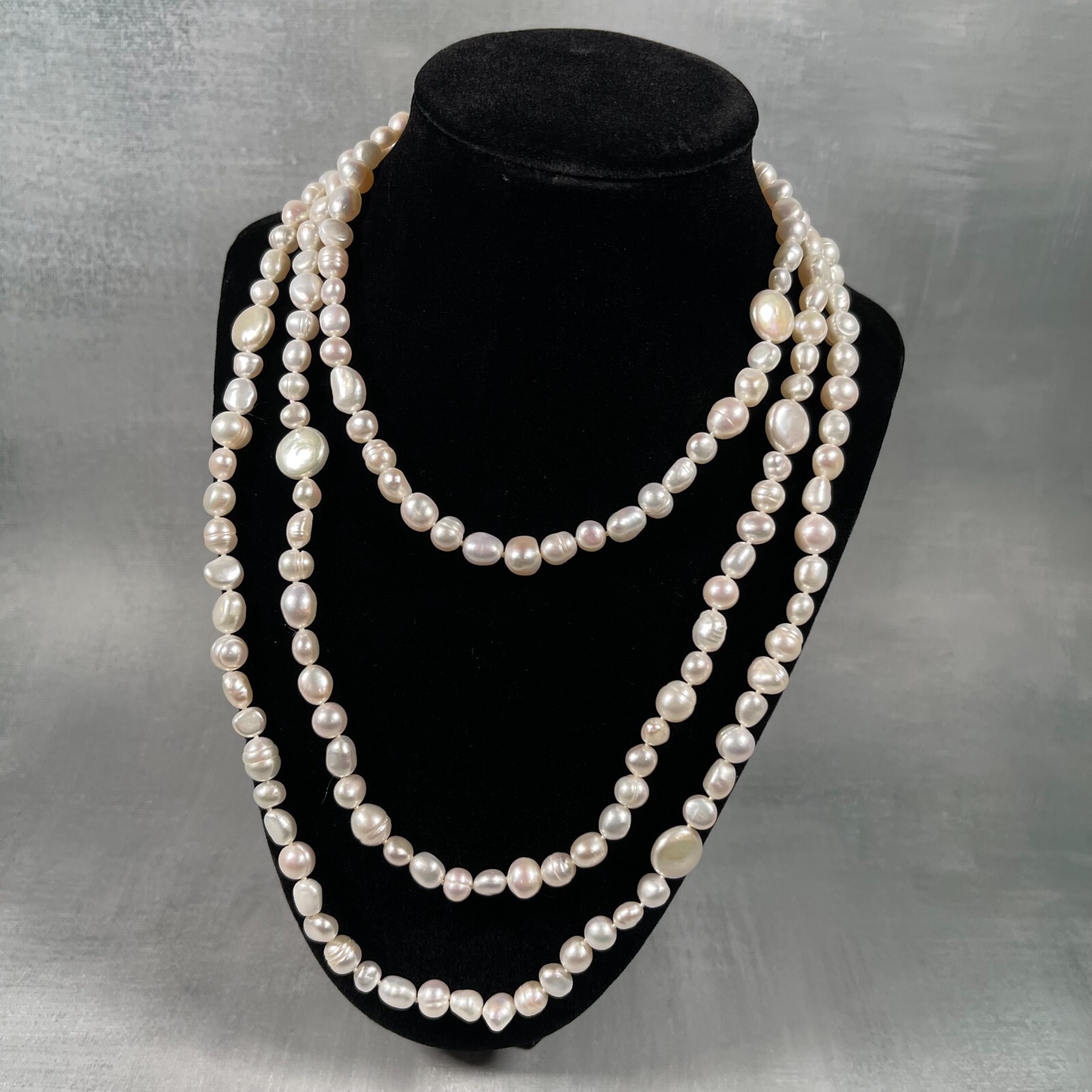 Versatile Elegant Womens Extra Long Necklace White - image 2