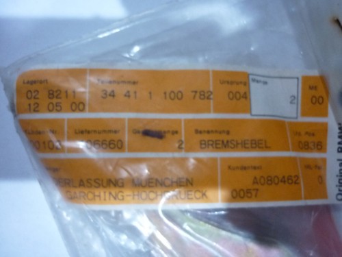 E9/12/21 BMW ORIG. 2 BREMSHEBEL FÜR DIE TROMMELBREMSE HINTEN 34411100782 NEU! - Bild 4 von 5