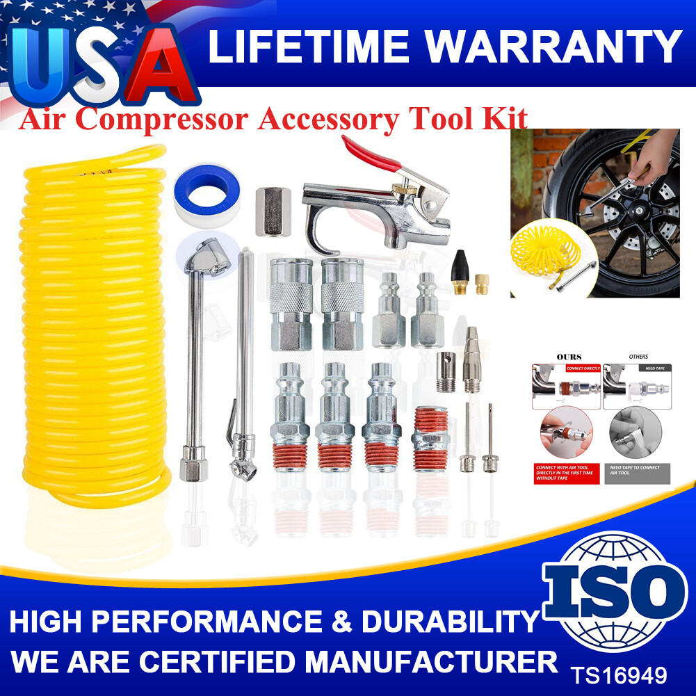Kit Complet Accessoires Compresseur D'air CarBole - 20 Pièces, Tuyau 3/8" X 25ft (7.6m), Pression Max 200 PSI