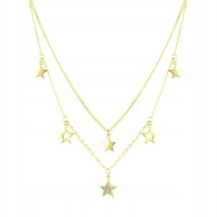 Fraise Halskette S925 Sterne Zirkonia Vergoldet Kette