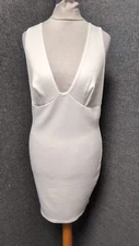 Club L Plunge White Bodycon Dress UK 10 LN053 AA 14