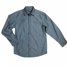 Chaps Boy's Dress Shirt Size Youth L (14-16) Long Sleeve Cotton Blend Dk Grey