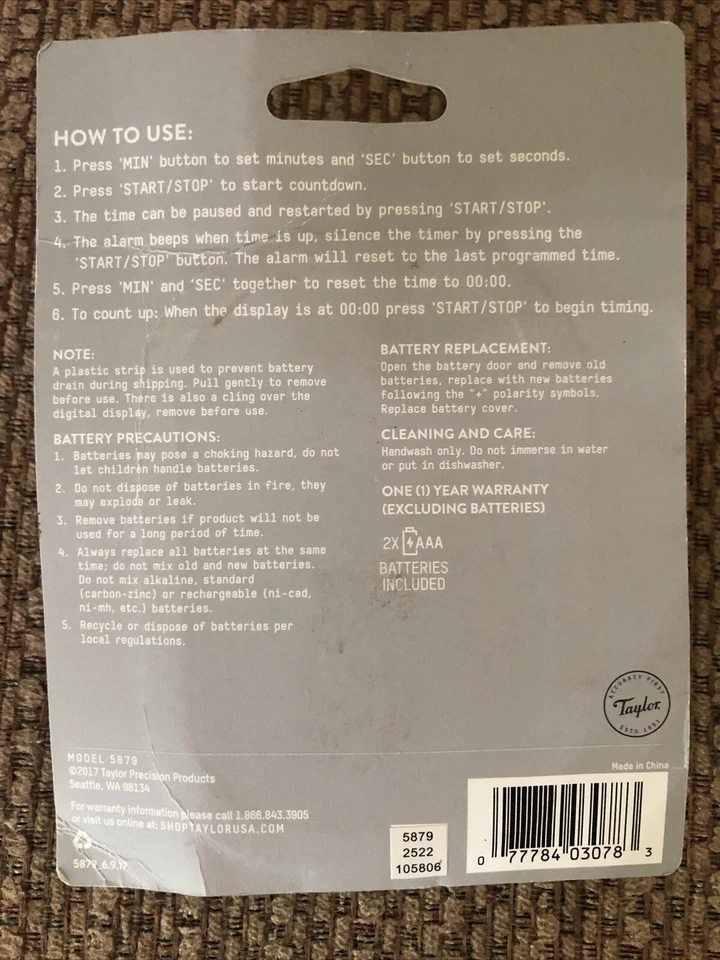 NEW/SEALED Taylor Digital Clip Timer w/ Red Flashing Light Sound Vibration.  (P) - Image 2 of 2