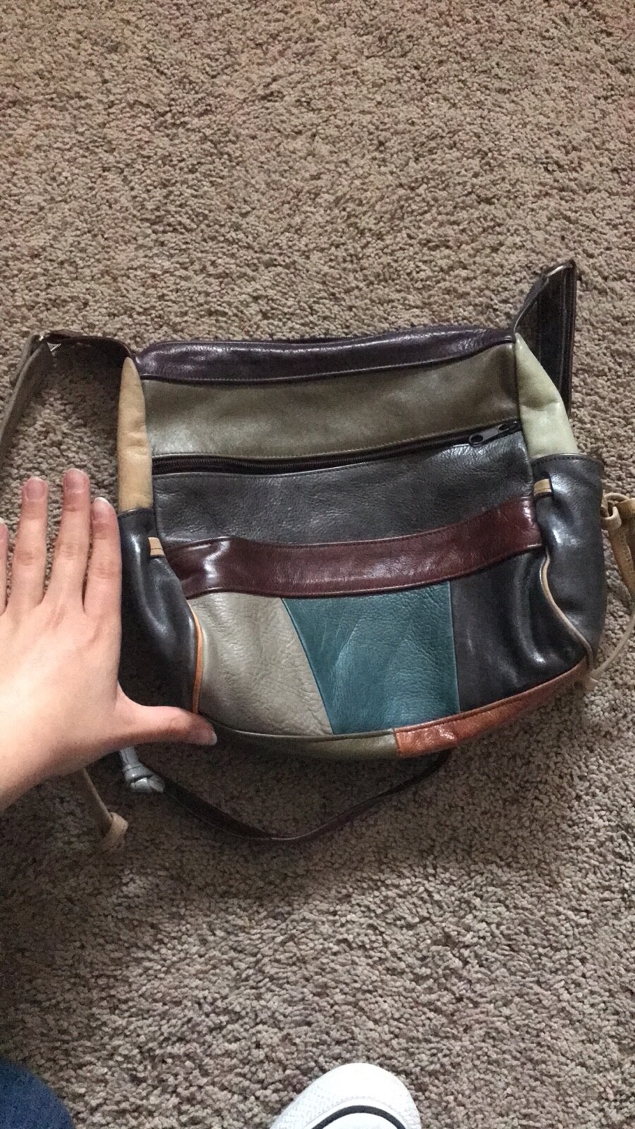 multicolored LEATHER patchwork shoulder bag purse… - image 4