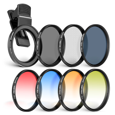 58mm Lens Filter Kit&Phone Lens Clip， CPL， ND32， 6 Point Star Filter