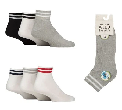 Men's Sports Ankle Socks Half Cushioned Quarter Crew SOCKSHOP Wildfeet - 3 Pairs