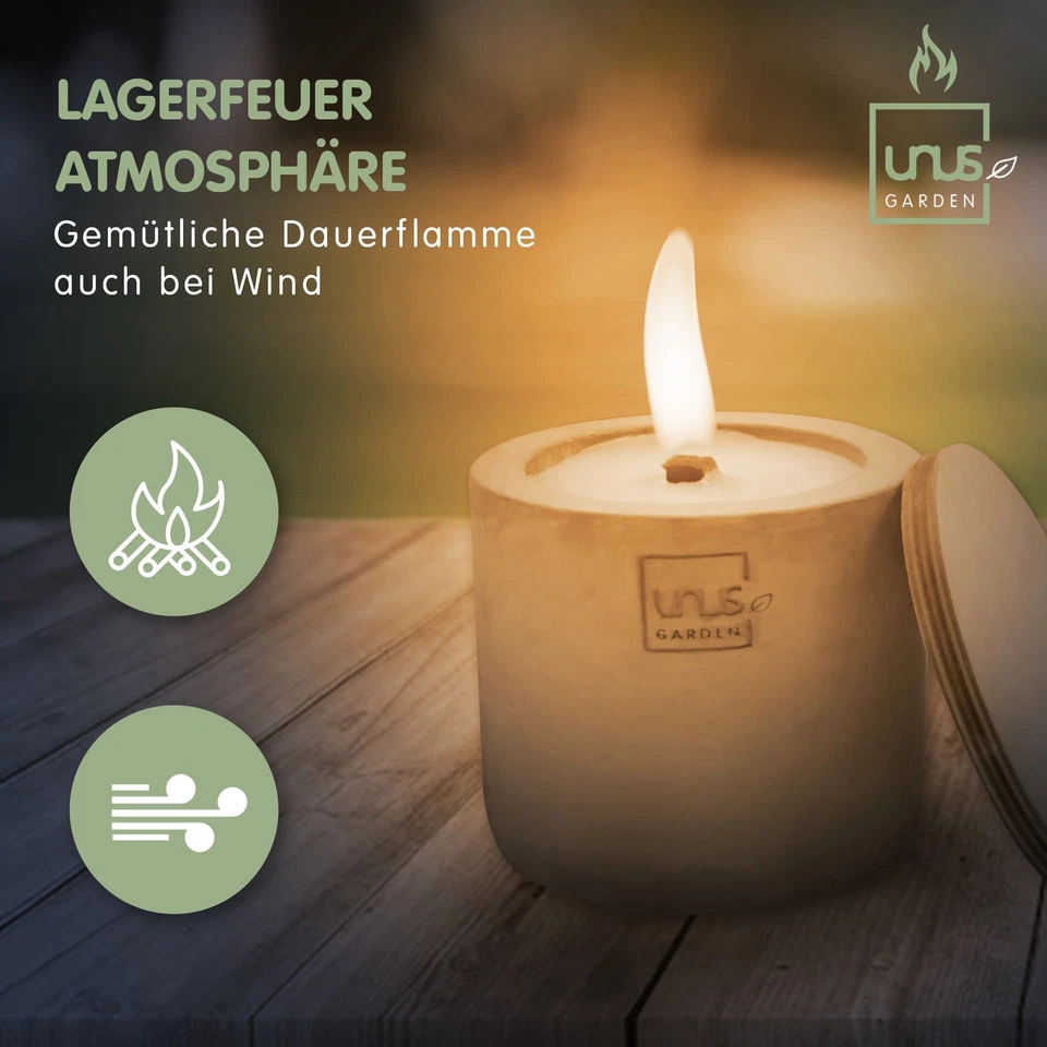 UNUS® Kerze Beton handgemacht Dauerdocht Betonkerze Tischfeuer - Bild 4 von 4