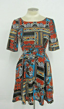 MINKPINK Skater Dress Size XS Rose Floral  Red Lined Back Zip Heart Half Sleeve