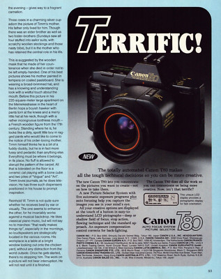 1985 Canon T80 Camera Print Ad Terrific LCD Screen Picture Selection System
