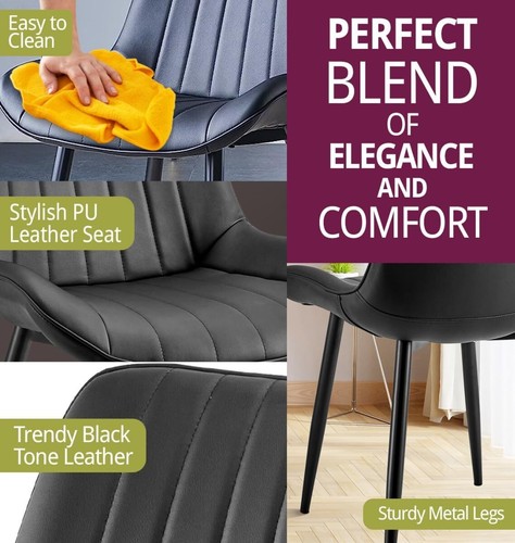 Furniture PU Leather Dining Chairs, Sleek & Modern UK - Picture 8 of 21