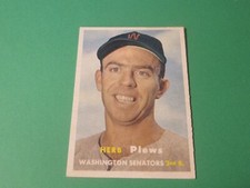 1957 TOPPS HERB PLEWS #169 ROOKIE CARD SENATORS HIGHER TO HIGH GRADE NO CREASES. rookie card picture