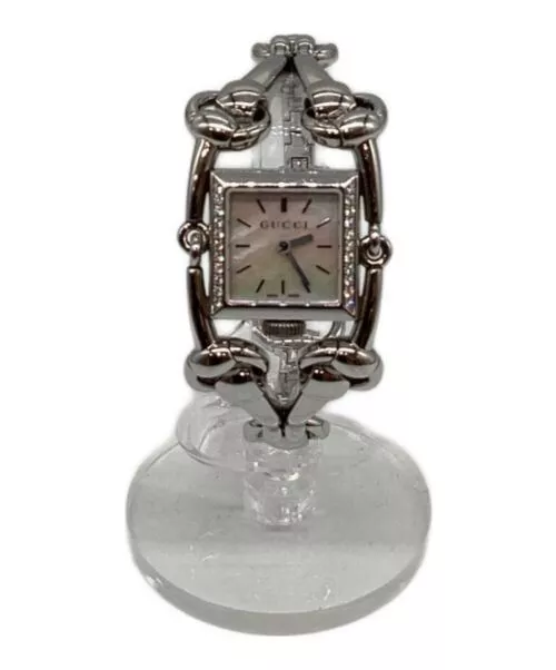Montre femme GUCCI Signoria 116,5 quartz couleur argent carré analogique du Japon