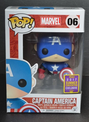 Marvel Funko POP! Captain America #06 (2017 Comic Con Sticker) ***DAMAGED***