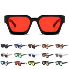 Thick Square Trendy Sunglasses Retro Chunky Rectangle Sun Shades Glasses UV400