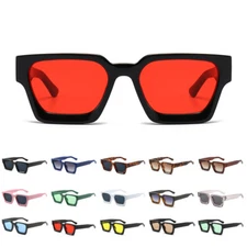 Thick Square Trendy Sunglasses Retro Chunky Rectangle Sun Shades Glasses UV400