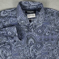 Bogosse Shirt Mens Size Xl Blue Paisley Casual Button Up Long Sleeve Adult