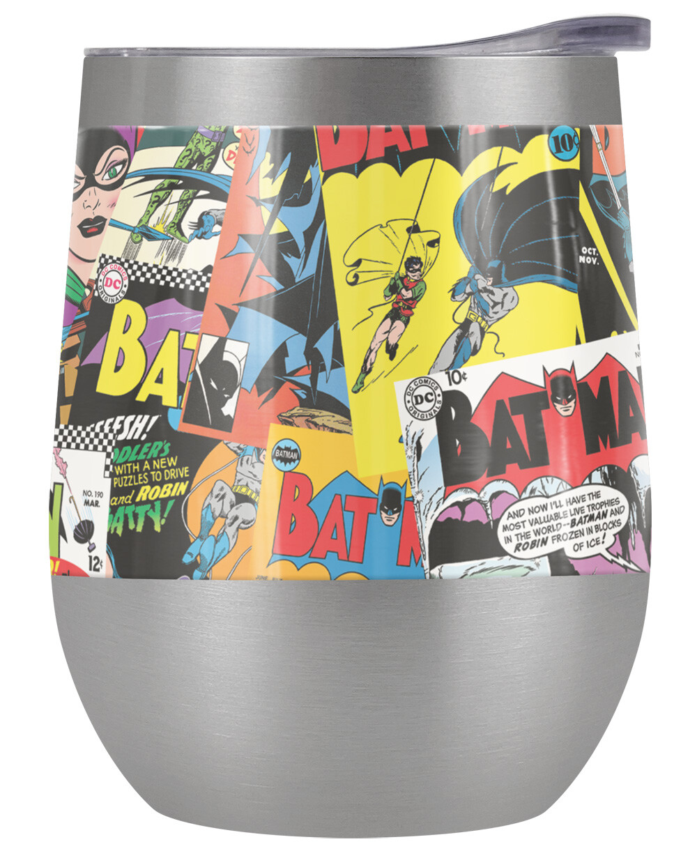 Batman Comic Covers 12oz Insulated Steel Wine Tumbler Leakproof