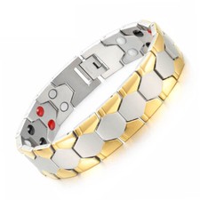 316L Stainless Steel Health Magnet Football shape Chain Mens Bracelet 18mm 8.5''
