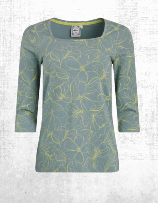 Ex Weird Fish Women s Wyman Organic Cotton Printed Square Neck T-Shirt in Green
