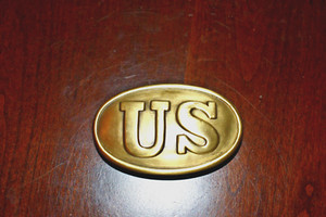 Vintage Civil War US Reproduction Brass Belt Buckle REPLICA