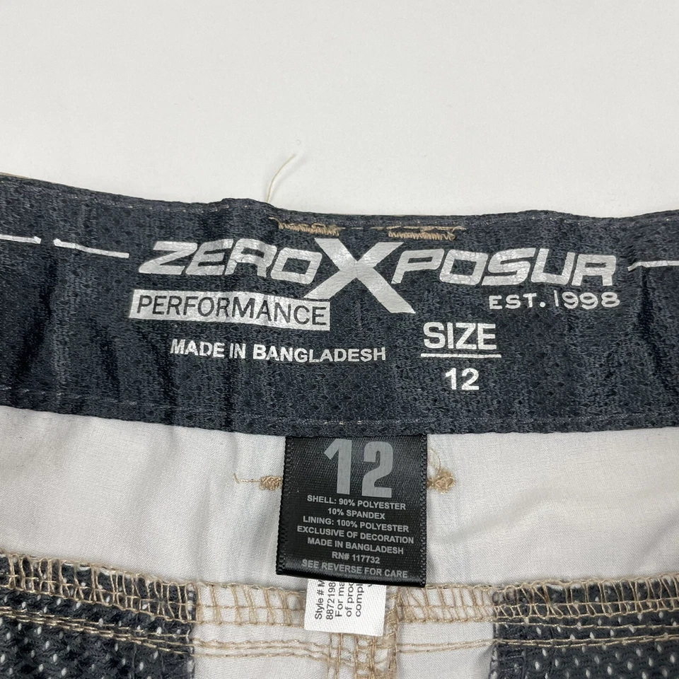 ZeroXposur Boys Performance Shorts Taupe Plaid Size 12 Polyester Spandex Hybrid - Image 3 of 4