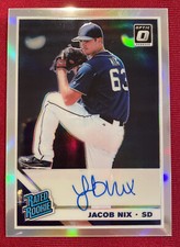 2019 Donruss Optic Jacob Nix Silver Holo Prizm Auto #RRS-JN-Padres Rookie RC