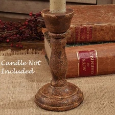 NEW Primitive Farmhouse MUSTARD TAPER CANDLE HOLDER Candle Stick Stand 5" Rustic