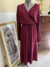 LOFT Burgundy Textured Polka Dot Maxi Dress Size Small New With Tags