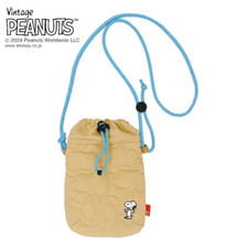 Peanuts Snoopy Smartphone Shoulder Bag Quilted beige ROOTOTE Japan New
