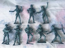 Lot of 8 Vintage Metallic Blue Army Men MPC / LIDO 5" 1960s
