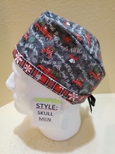 Jingle Bell trucks Men's Skull/Chemo Surgical Scrub Hat/Cap Handmade