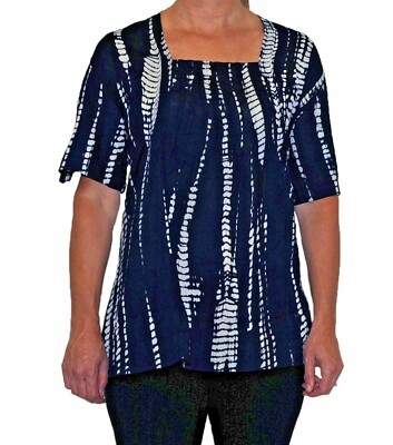 WE BE BOP Plus size Black Tie Dye Maxine  Top Chai Latte Crinkle Gauze NEW