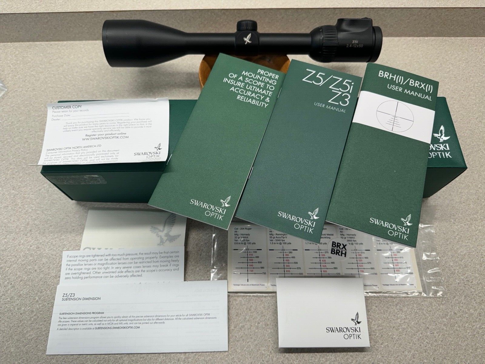 Swarovski Z5i 2.412x50 BRHI Riflescope 69768 Lightly Used