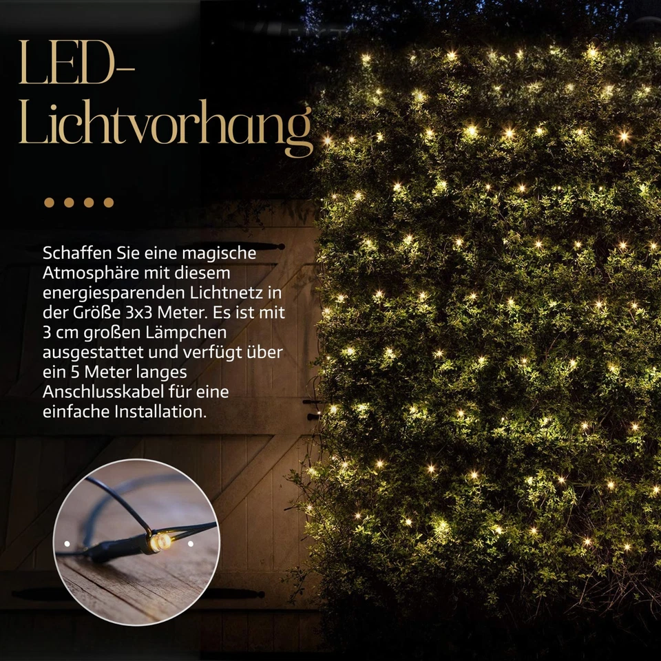 Meisterhome LED Lichternetz 240 LED Warmweiß 3x3m  Außen und Innen Weihnachten  - Bild 2 von 4