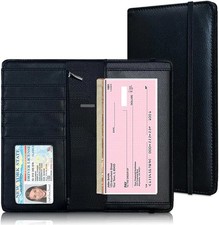 Oversized Checkbook Cover with Zipper Pocket  RFID Blocking   Checkbook Covers
